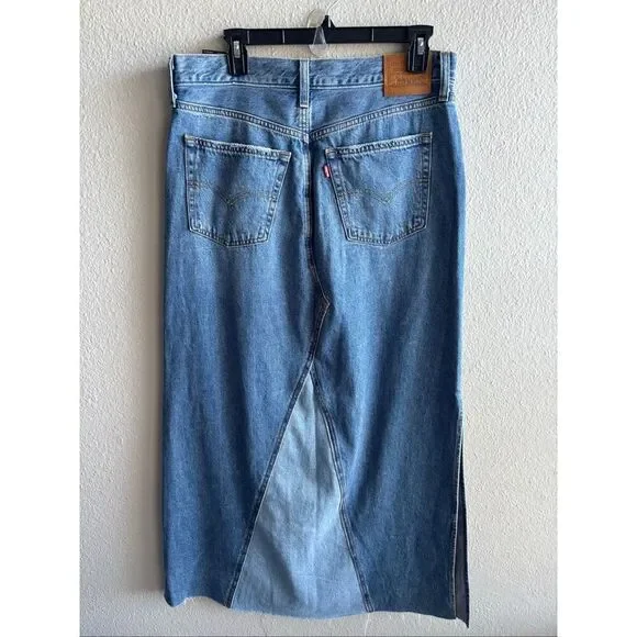 ❤️Levi’s NWT Iconic Long Contrast Denim Skirt - Picture 4 of 13